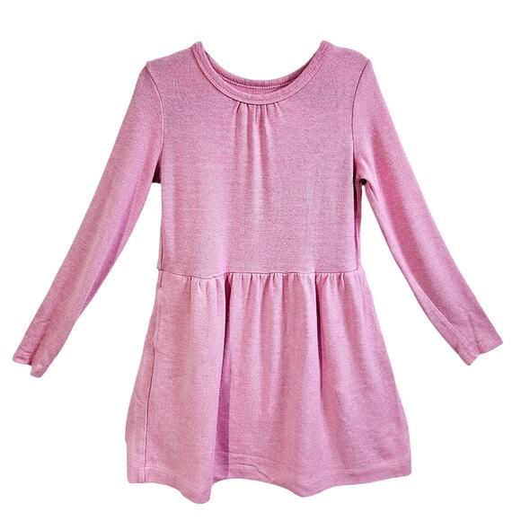 Primary Girls Size 4-5 Long Sleeve Drop Waist Dress Pink Elevated Basic - Picture 1 of 5